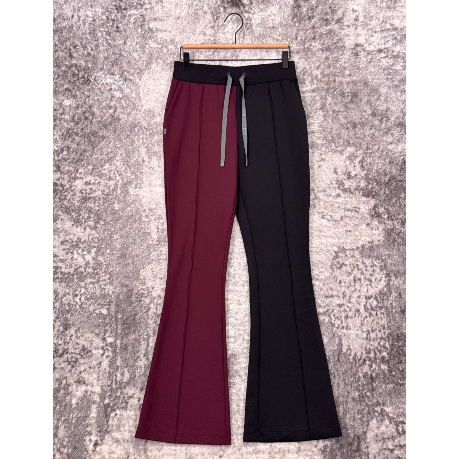 Figs Two-Tone Hw Evanston Boot Cut Scrub Pants In Burgundy And Black Sz S